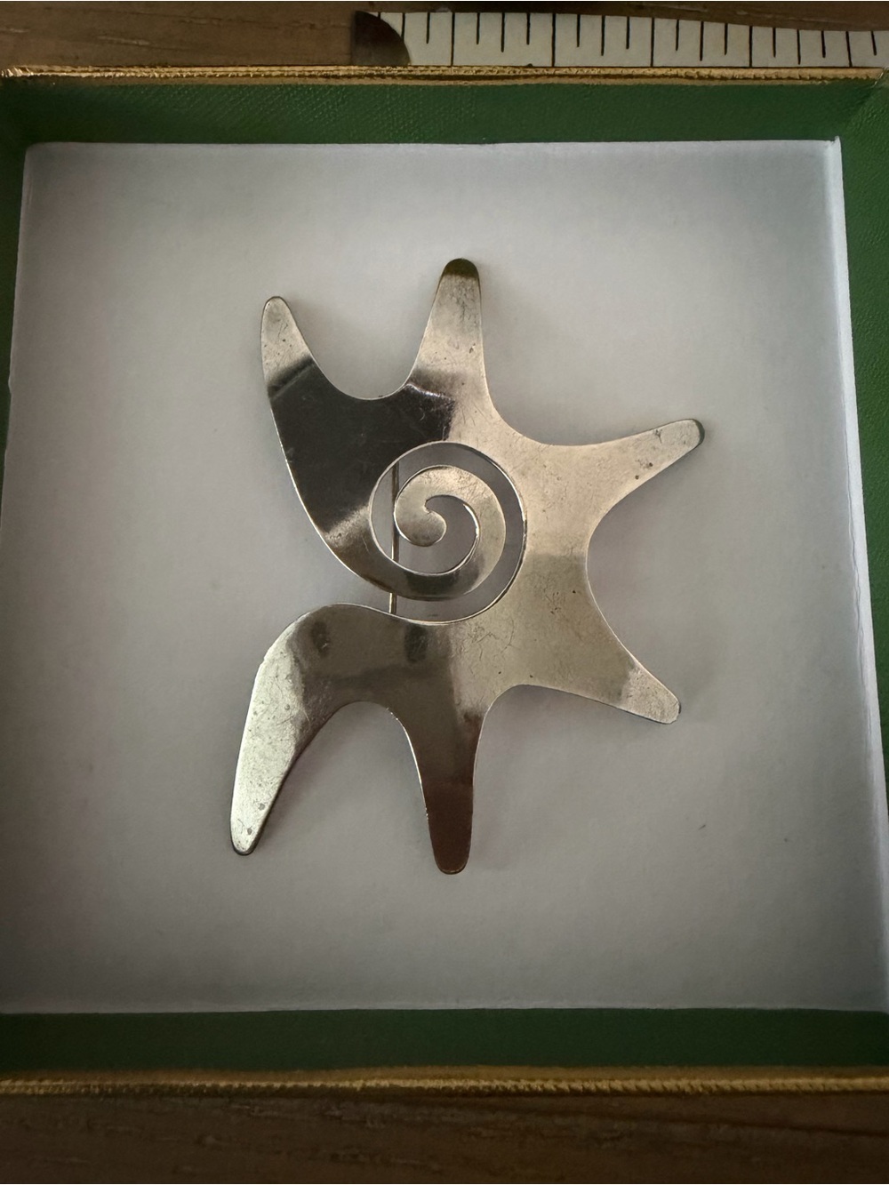 Abstract 1970’s Sterling Silver Sunburst Brooch
